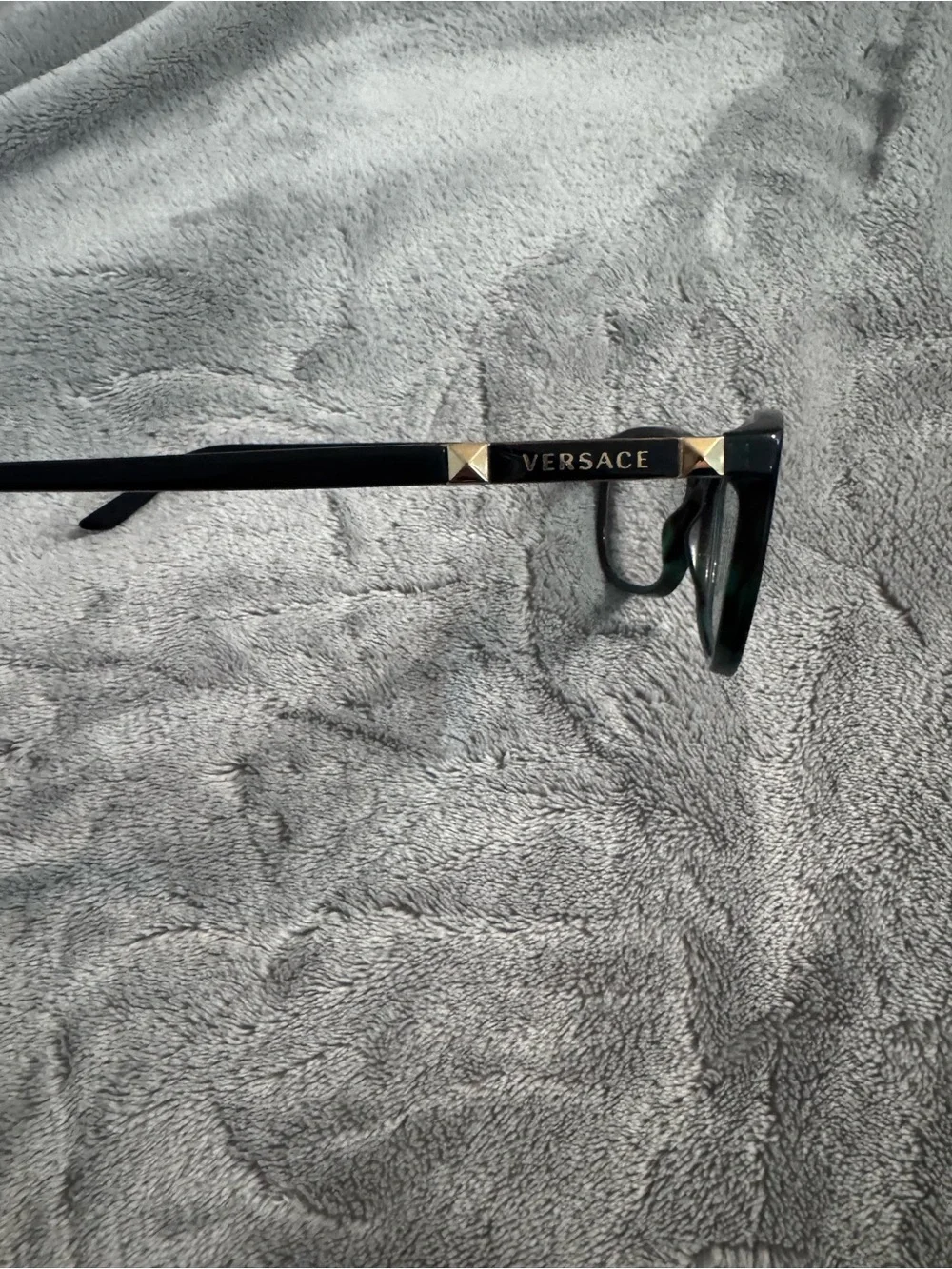 Versace Dark Green Eyeglass Frames with Gold Temples